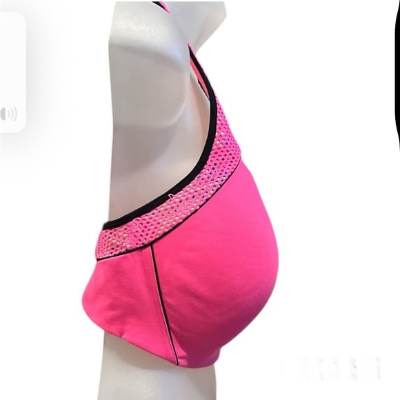 Victoria’s Secret VSX Sports Bra 36DDD Hot Pink Confetti Print Crisscross Back - Picture 2 of 11
